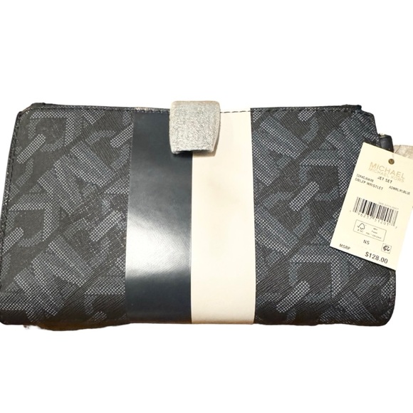 NWT MICHAEL MICHAEL KORS Jet Set Logo Double Zip Wristlet Admiral Blue NIP Firm - Picture 4 of 4